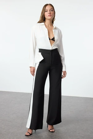 Trendyol Black-White Bow Detail Wide Leg Woven Trousers