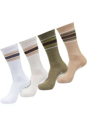 Layered Striped Socks 4-Pack White/White Sand/Tiniola/Beige