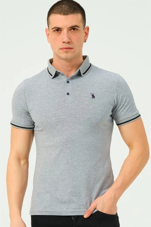 T8586 DEWBERRY MEN'S POLO NECK T-SHIRT-GREY-2