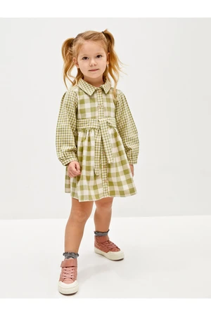 LC Waikiki Shirt Collar Long Sleeve Checkered Patterned Baby Girl Dress