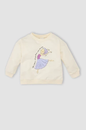 DEFACTO Baby Girl Regular Fit Crew Neck Ballerina Printed Sweatshirt Fabric Sweatshirt