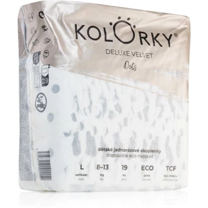 Kolorky Deluxe Velvet Dots jednorazové EKO plienky veľkosť L 8-13 kg 19 ks