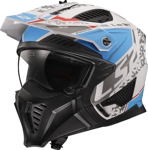 LS2 OF606 Drifter Devor Matt White/Blue XL Casco