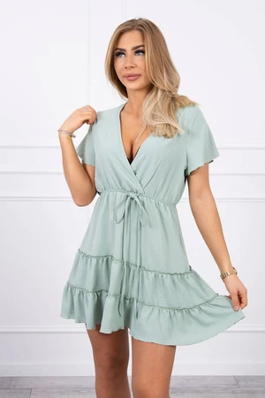 Dress with clutch neckline dark mint