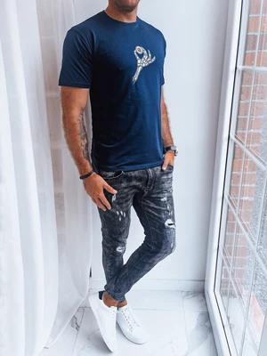 Men's dark blue T-shirt with Dstreet print