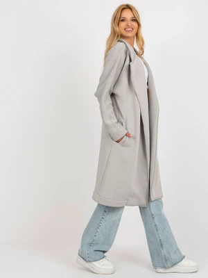 Grey long tracksuit coat without fastening