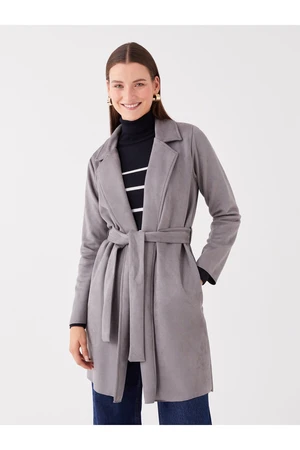 LC Waikiki Women's Trench Coat with Jacket Collar Straight Long Sleeve