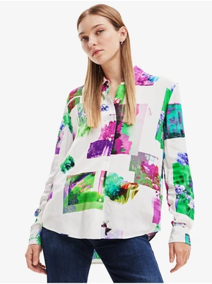 Green-white Desigual Trieste Patterned Shirt - Women