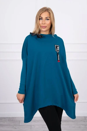 Oversize sweatshirt with asymmetrical sides marine