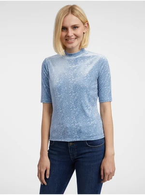 Orsay Light Blue Women's Patterned Velvet Top - Women's