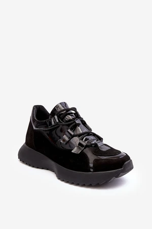 Leather Patented Women's Sports Shoes Zazoo Black