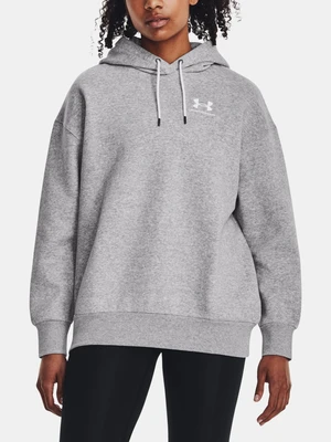 Under Armour Mikina Essential Flc OS Hoodie-GRY - Dámské