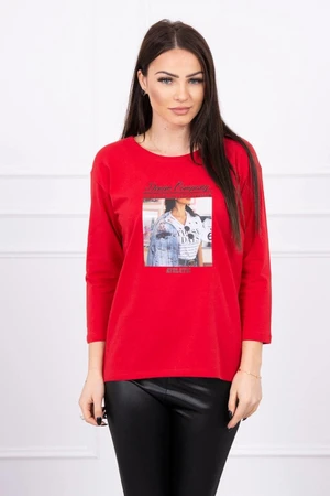 Blouse with Collage print red