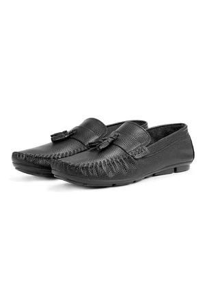 Ducavelli Noble Genuine Leather Men's Casual Shoes, Roque Loafers Black.