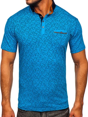 Tricou polo turcoaz cu imprimeu Bolf 192419