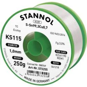 Cínová pájka PBF Sn99Cu1, Ø 1 mm, 250 g, Stannol KS115