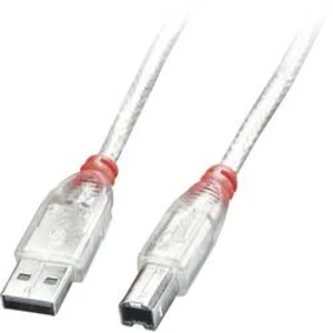 Kabel LINDY Lindy USB 2.0 Kabel Typ A/B, transparent, 0,5m 41751, 50.00 cm, transparentní