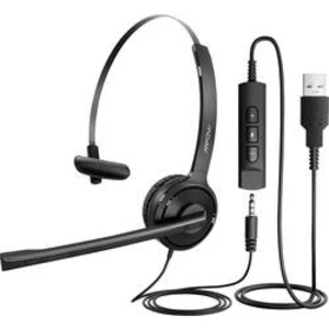 Headset s USB, jack 3,5 mm na kabel Mipow BH323A na uši černá