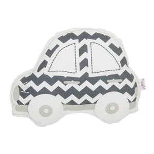 Sivo-biely detský vankúšik s prímesou bavlny Mike & Co. NEW YORK Pillow Toy Car, 32 x 25 cm