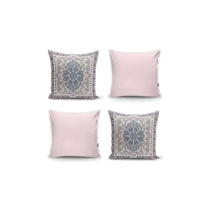 Súprava 4 dekoratívnych obliečok na vankúše Minimalist Cushion Covers Pink Ethnic, 45 x 45 cm