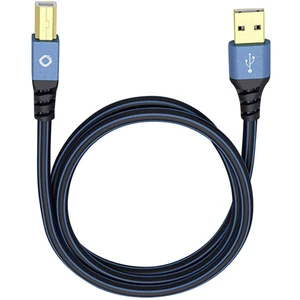 USB 2.0 prepojovací kábel [1x USB 2.0 zástrčka A - 1x USB 2.0 zástrčka B] 5.00 m modrá pozlátené kontakty Oehlbach USB P