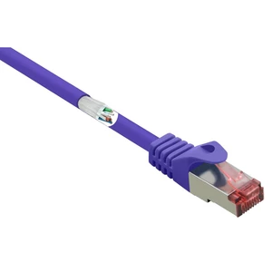 Renkforce RF-3432100 RJ45 sieťové káble, prepojovacie káble CAT 6 S/FTP 25.00 cm fialová s ochranou, pozlátené kontakty,