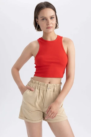 DEFACTO Fitted Halter Collar Ribbed Camisole Crop Top