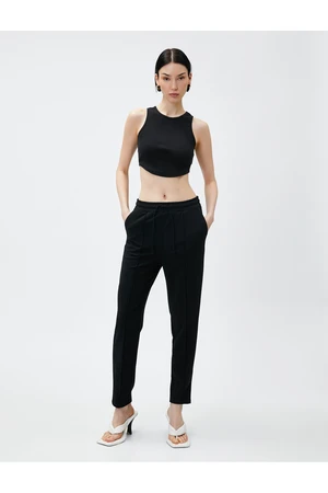 Koton Skinny-Legged Sweatpants Ribbed Tie Waist.