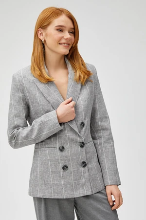 Koton Double Breasted Blazer With Buttons Linen Blend