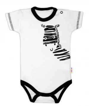 Body krátký rukáv Baby Nellys, Zebra - bílé, vel. 74 (6-9m)