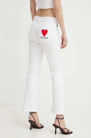 Džíny Love Moschino dámské, bílá barva, high waist