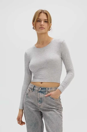 Halenka Saint Body CROP TOP GREY dámská, šedá barva, melanžová, SB.531