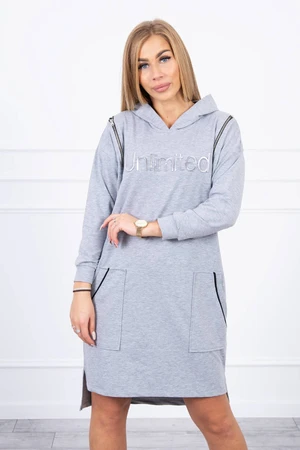 Dress with the inscription unlimited gray