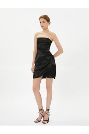 Koton Mini Satin Invitation Dress Strapless Draped