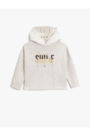 Koton Hooded Sweatshirt Sequin Sequin Embroidered Glitter