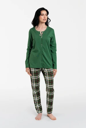 Women's pajamas Asama long sleeves, long legs - green/print