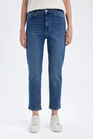 DEFACTO Mary Straight Leg High Waist Cut Ankle Length Jean Washed Trousers