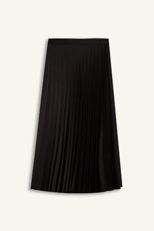 DEFACTO A-Line High Waist Pleated Basic Plain Satin Maxi Skirt