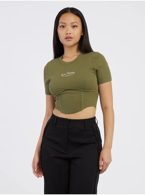 Khaki dámský crop top ONLY Lola - Dámské