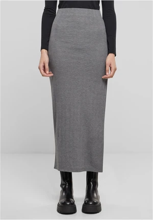 Women's ribbed skirt with high slit gray