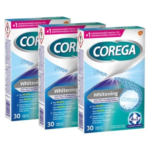 COREGA Whitening antibakteriálne tablety 3 balenia 30 kusov