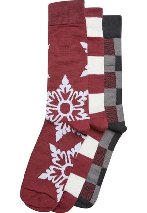 Christmas socks Snowflake 3-pack - burgundy