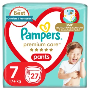 PAMPERS Premium Care Pants Plenkové kalhotky vel. 7, 17+ kg, 27 ks