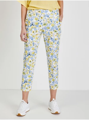 White Women's Shortened Flowered Trousers ORSAY - Ladies