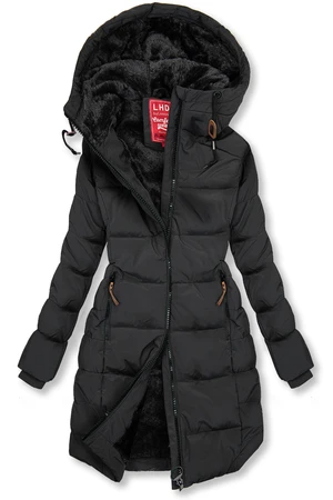 Winterjacke mit warmem Teddyfell schwarz