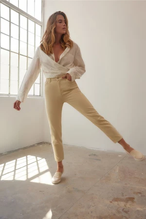 Trendyol Beige More Sustainable High Waist Mom Jeans