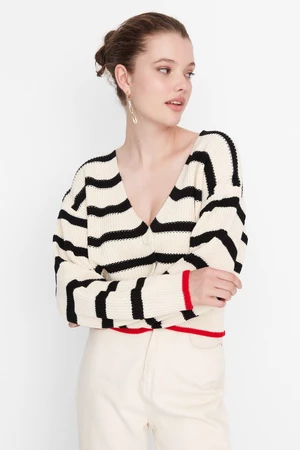 Trendyol Ecru Color Block kötöttáru Cardigan