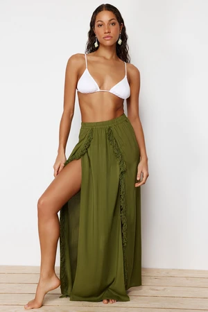 Trendyol Khaki Maxi Woven Tassel Skirt