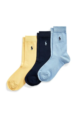 Dětské ponožky Polo Ralph Lauren 3-pack tmavomodrá barva, 443822164001