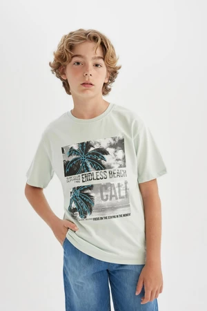 DEFACTO Boy's Crew Neck Printed Short Sleeve T-shirt